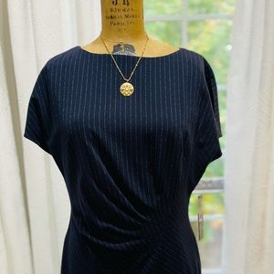 Tahari pinstripe ruched dress